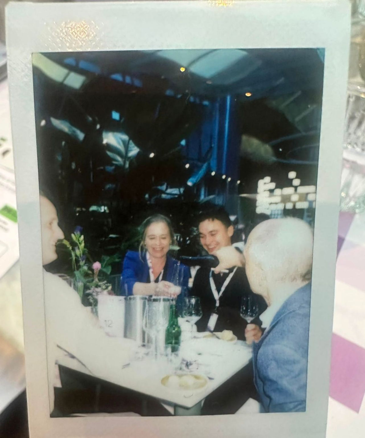 An instant photo of the dinner table at Deals for Dinner, World Trade Center Amsterdam