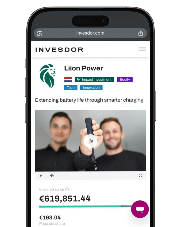 The Liion Power campaign page on Invesdor, shown on a phone
